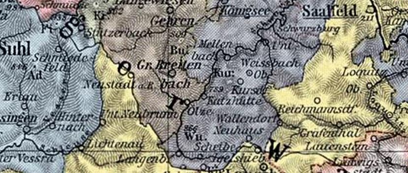 Kartenausschnitt der Fürstentümer um 1905