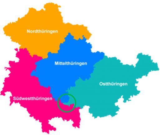 Übersicht über die vier Thüringer Planungsregionen